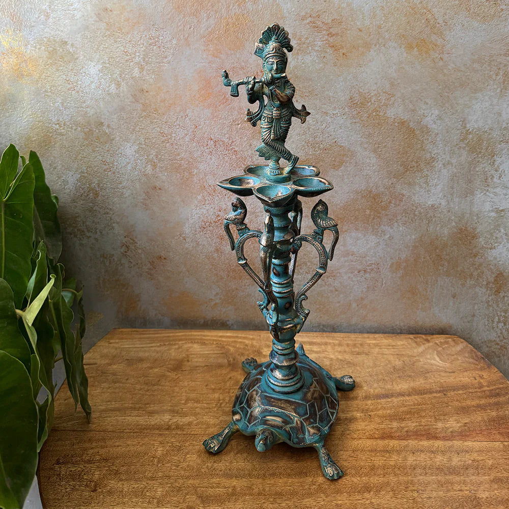 Antique Brass Lord Krishna Lamp
