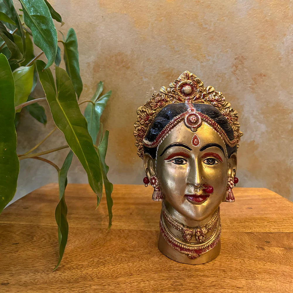 Beautiful Antique Brass Painted Head