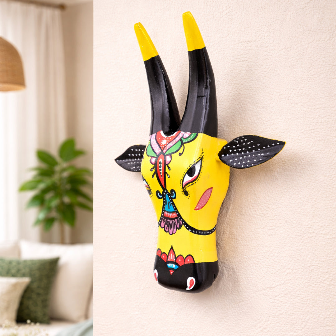 Ivory Cow Wall Decor Handpainted - 12"