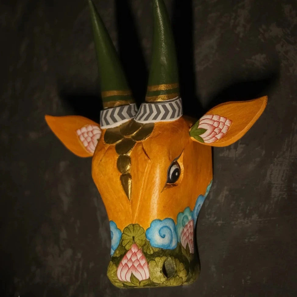 Wooden Cow Head Wall Decor - 12"