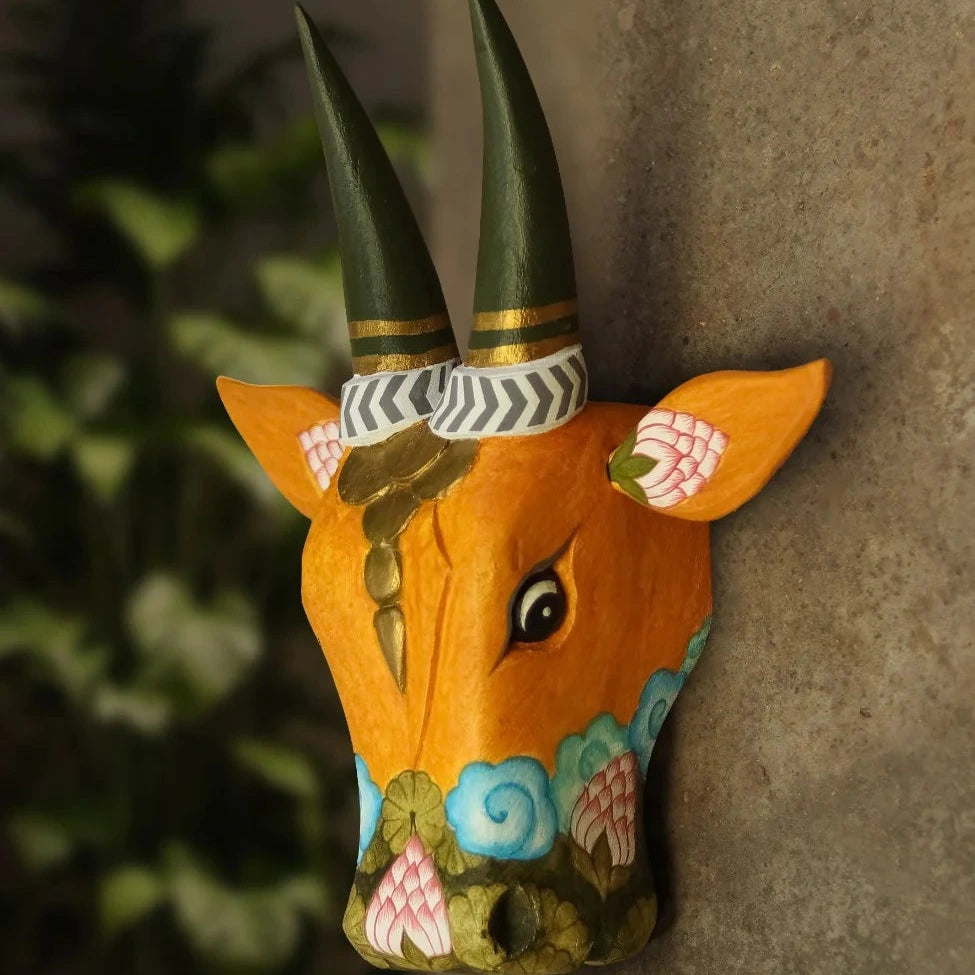 Wooden Cow Head Wall Decor - 12"