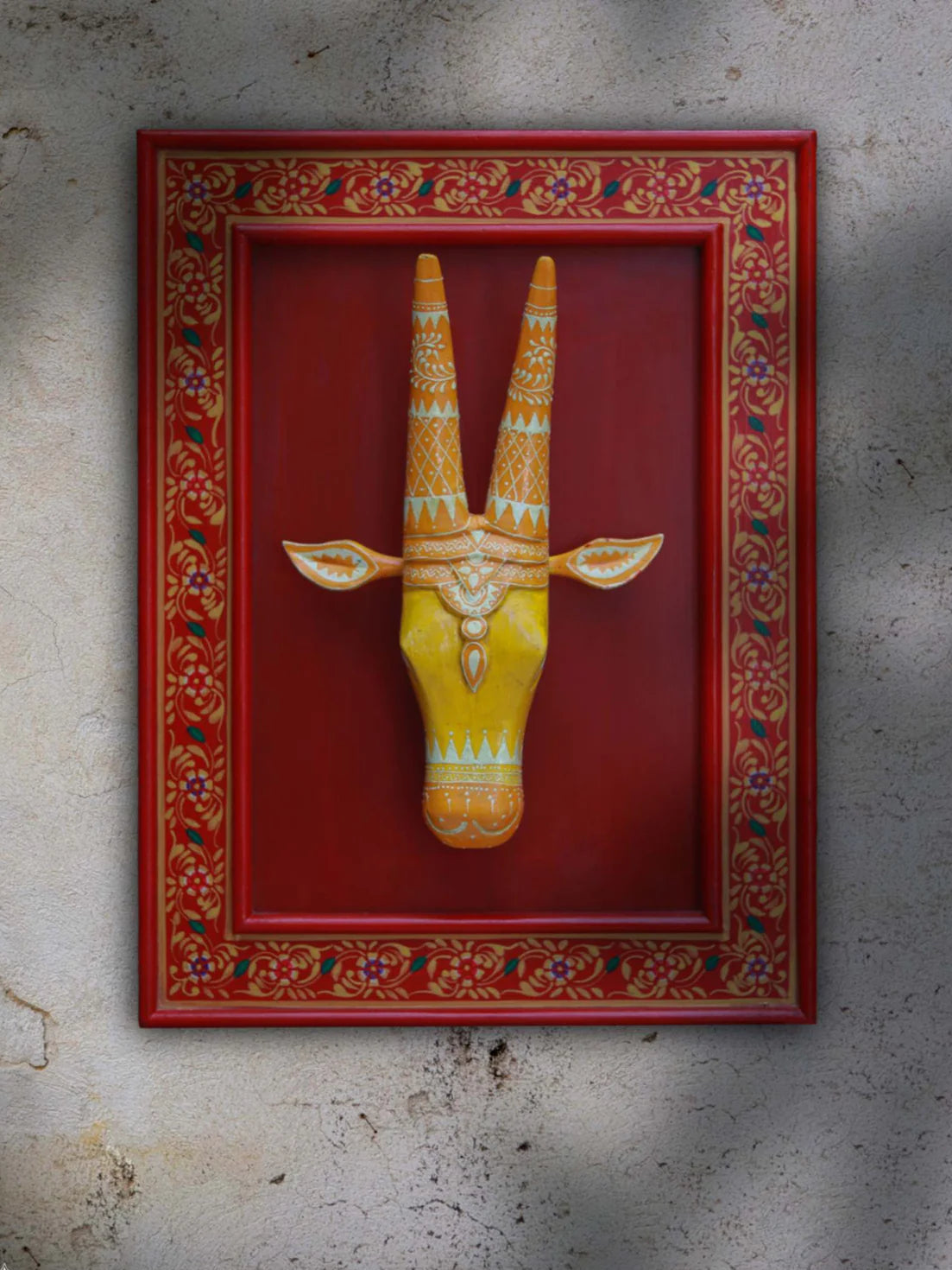 Wooden Wall Frame with Cow Face