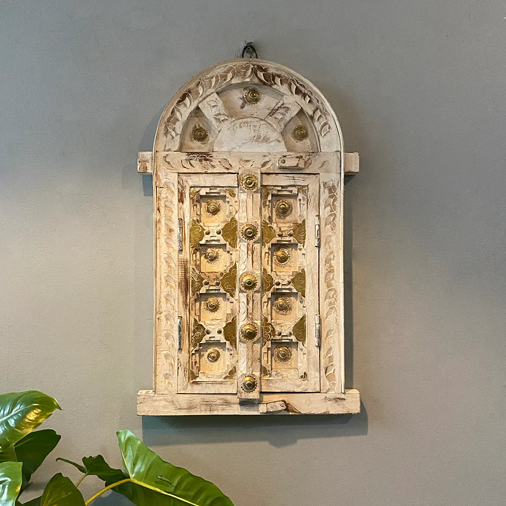 Wood & Brass Window Frame/Jharoka