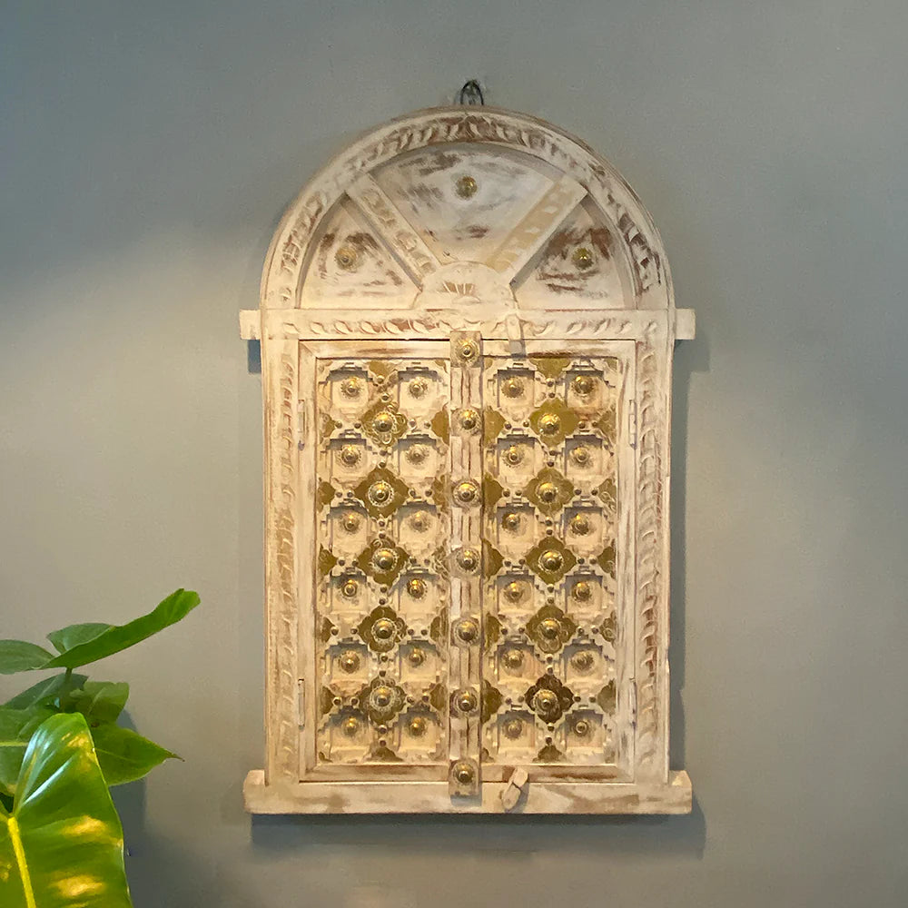 Wood & Brass Window Frame/Jharoka