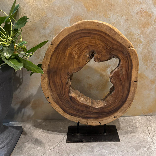 Abstract Wooden Display on Stand