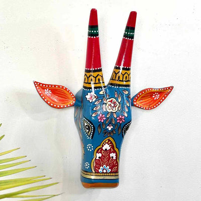 Blue Cow Wall Decor Handpainted - 12"
