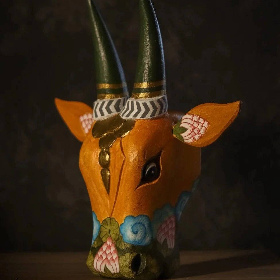 Wooden Cow Head Wall Decor - 12"