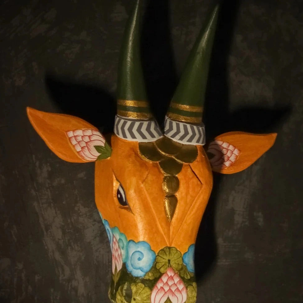 Wooden Cow Head Wall Decor - 12"