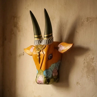 Wooden Cow Head Wall Decor - 12"